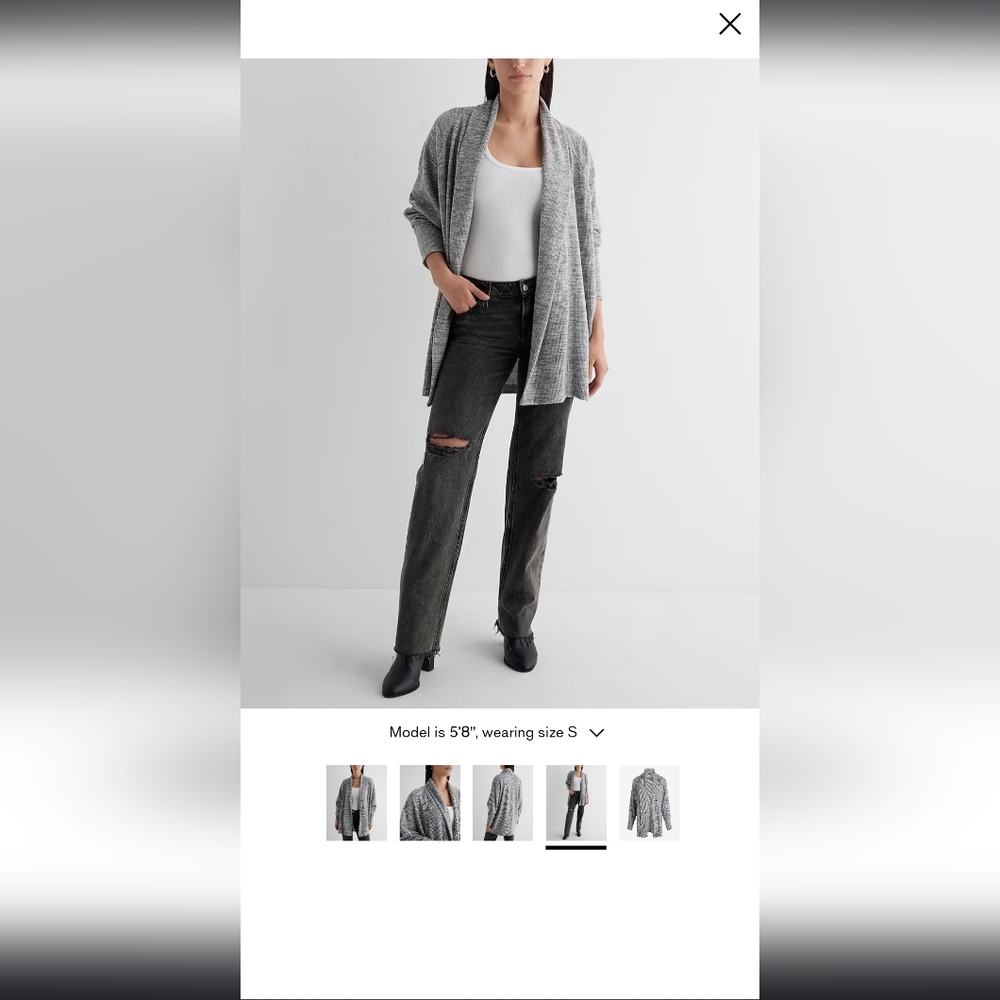 Express Waffle Knit Gray Cardigan Size Medium